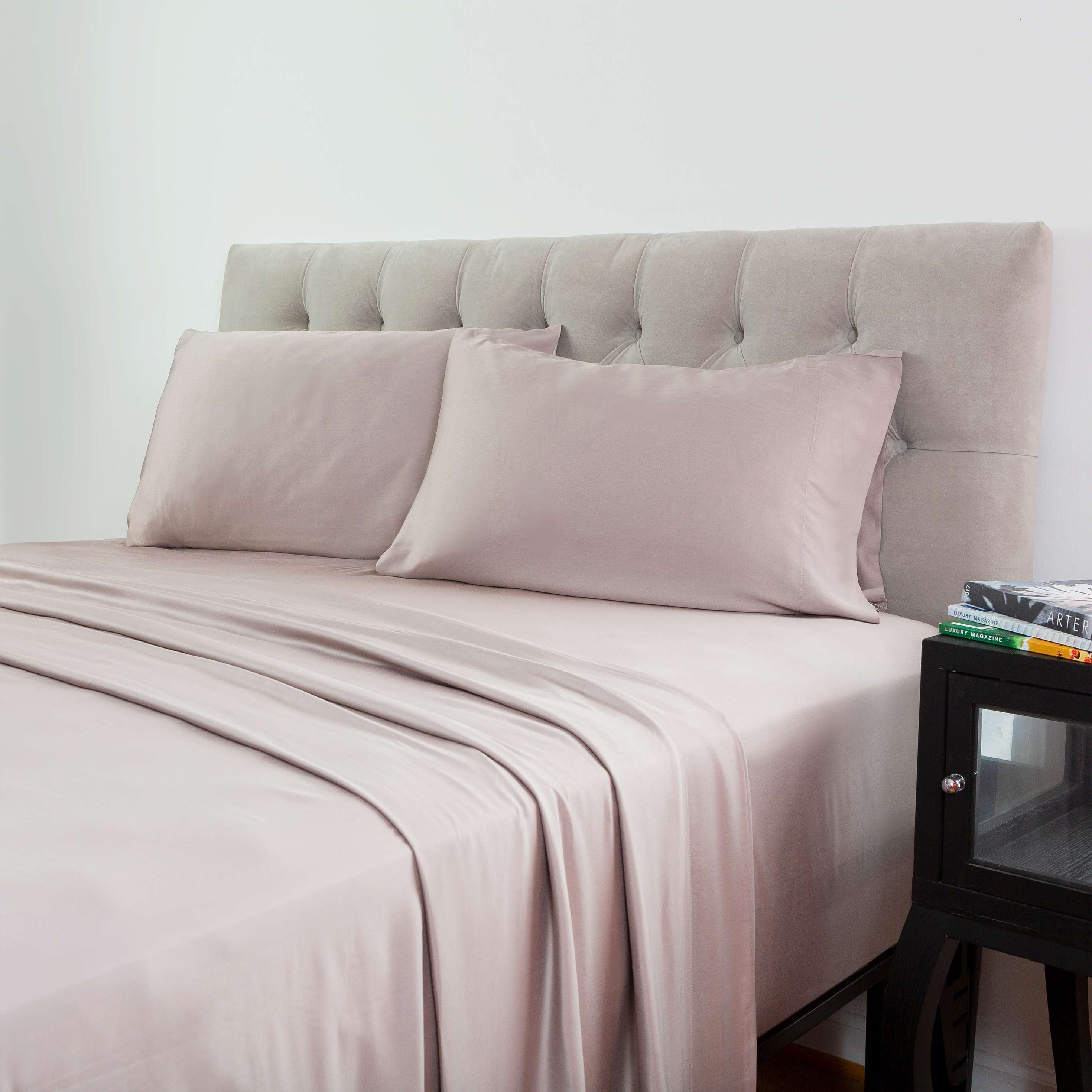 Allswell Soft & Silky Beige Viscose from Bamboo Sateen Pillowcases, King (2 Count)