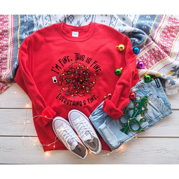 Im Fine This Is Fine Everything Is Fine T-Shirt, Funny Christmas T-Shirt, Christmas Lights