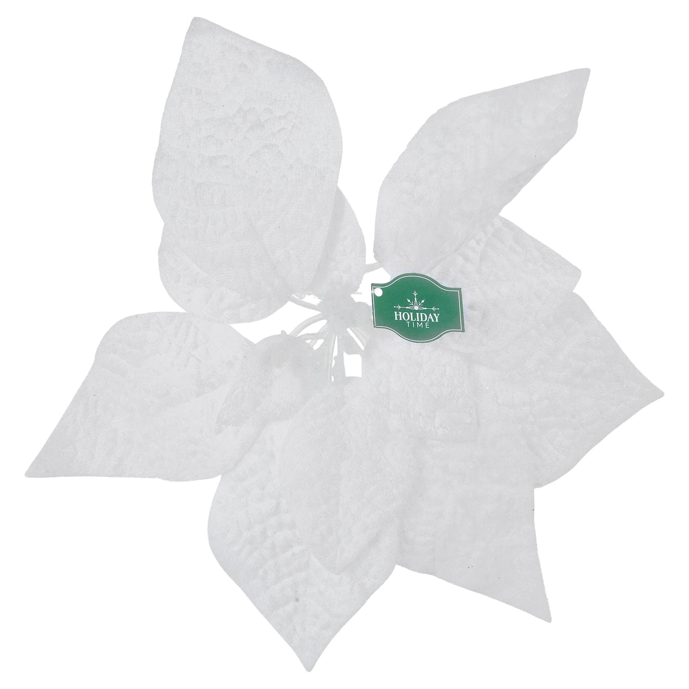 White Poinsettia Christmas Clip Ornament, 10.8", by Holiday Time
