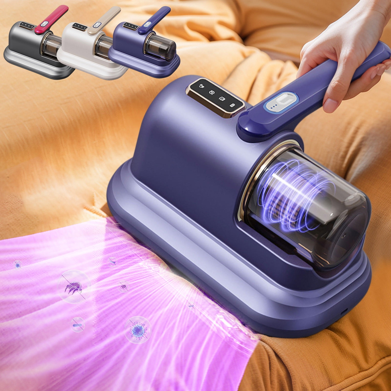 Mattress Vacuum Cleaner, 100W Handheld Bed Fabric Cleaner with UV Light and Heat, 9Kpa Suction for Dust Mite Removal, 4 Layer Filtration System Portable Allergen Eliminators