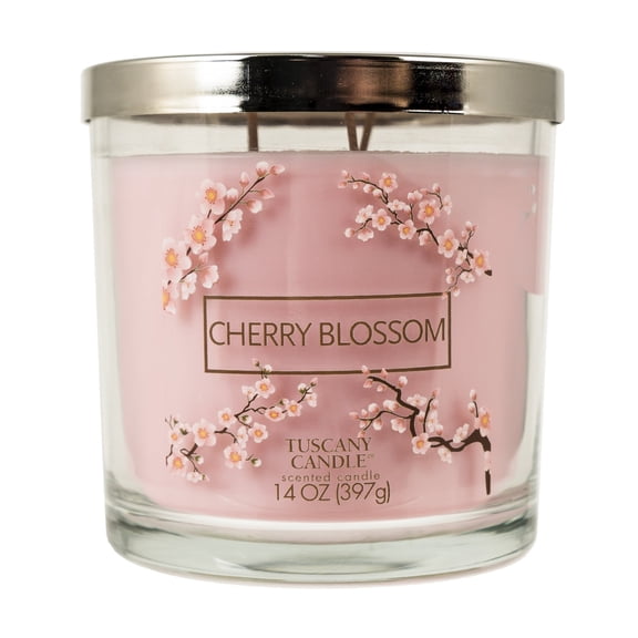 Tuscany Candle Scented Candle Cherry Blossom 14 oz Pink Glass Jar