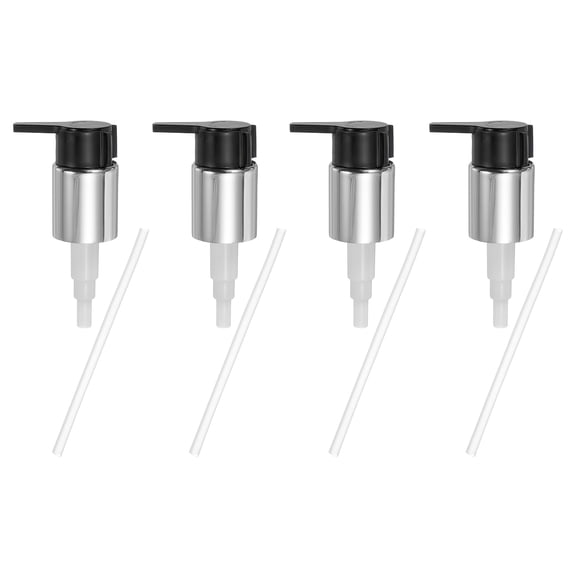 4 Pcs Soap Dispenser Pump Heads, Hand Soap Dispensers Top Pumps Replacement Clip-on Pumphead for Standard 24/410 Neck Size Bathroom Lotion Shampoo Bottle, Silver Black