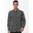 thumbnail image 3 of INSPIRE CHIC Men's Polka Dots Printed Long Sleeve Button Down Slim Dress Shirt, 3 of 6