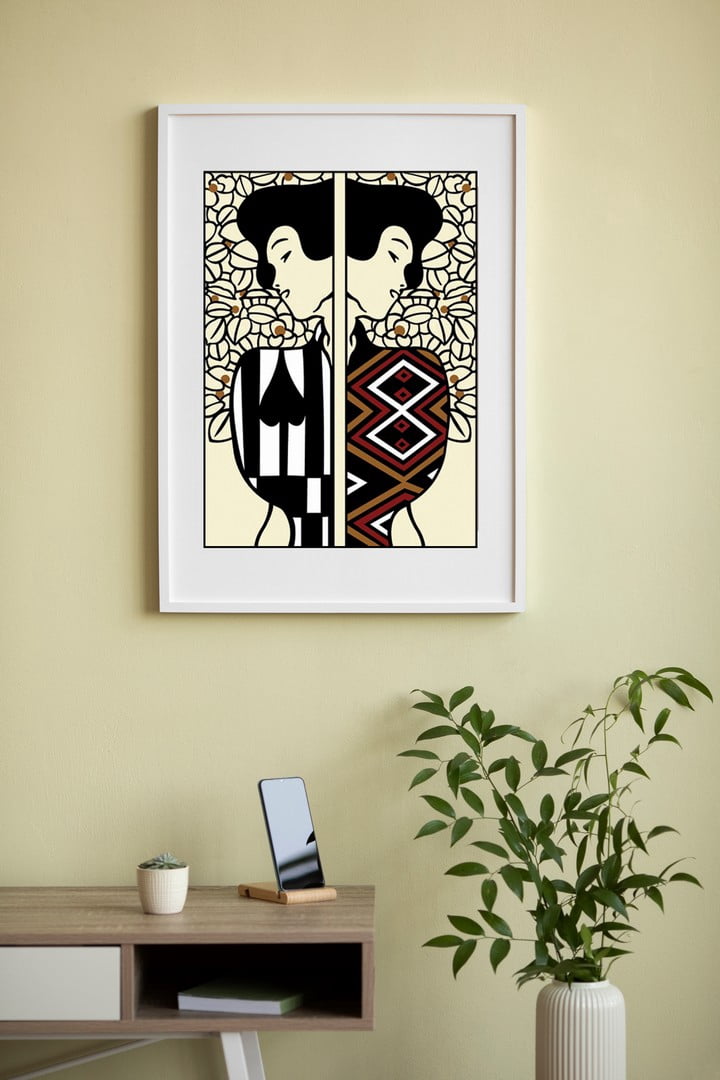 Needlepoint canvas for halfstitch without yarn Silhouette Of Klimt SE929.570 Seg De Paris Printed Tapestry Canvas