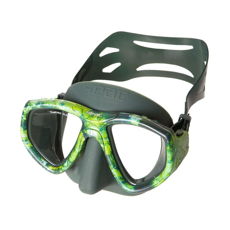SEAC ONE Camo Diving Mask with RX Lenses, Anti Reflective (Green Camo
