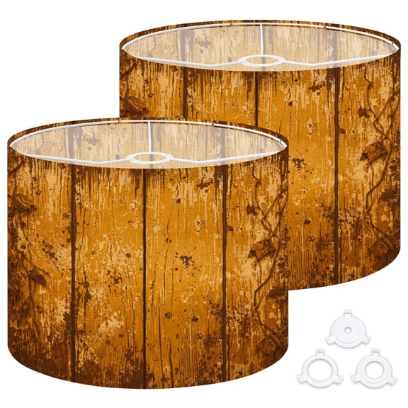 Lamp Shades Set of 2 Easy Assembly Wood planks Drum Lampshades for Table Lamps Floor Lamps Pendant Light 13"x13"x10" Replacement Lamp Shade