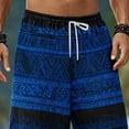 thumbnail image 4 of FAWUUDO Men's Casual Print Pants Elastic Waist Drawstring Ethnic Straight Wide Leg Pants XL M-Blue, 4 of 5