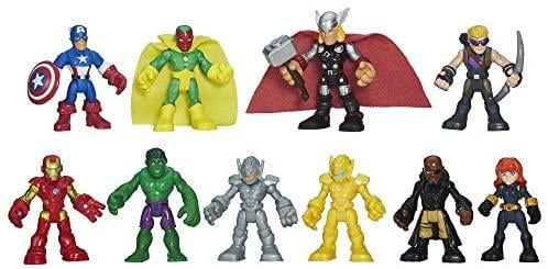 Playskool Heroes Marvel Power Up Squad - 5 Superhero Figures With Removable Arms, Includes Thanos & Hulk