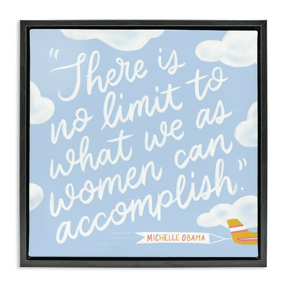 Stupell Industries Women Accomplishment Quote Text & Numbers Painting Black Floater Framed Canvas Art Print Wall Art, 18 x 18