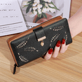 thumbnail image 2 of Cartera de mujer, cartera con hojas huecas, cartera estilo coreano con cremallera doble, tarjetero largo, cartera de mano, 2 of 6