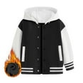 thumbnail image 6 of FAOWME Child Boys Girls Fall Warm Long Sleeved Color Block Baseball Hooded Coats Tops Black 4-5 Years, 6 of 6