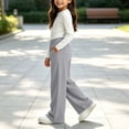 thumbnail image 5 of Qodauz Girls Wide Leg Sweatpants Front Seam Casual Trousers Lightweight Fleece Elastic Waist Track Pants with Pockets 5-15 Years, 5 of 9