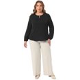 thumbnail image 3 of DARING DIVA Women's Plus Crew Neck Pleated Chiffon Blouse 4X Black, 3 of 6