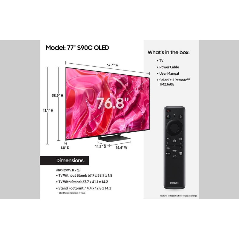 SAMSUNG 77" Class S90C OLED 4K Smart TV QN77S90CAFXZA 2023 gallery view