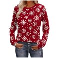 thumbnail image 1 of HAiming Chemise de Noël Imprimée pour Femmes Manches Longues Col Rond Chandail Automne Hiver Vêtements Tendance, 1 of 7