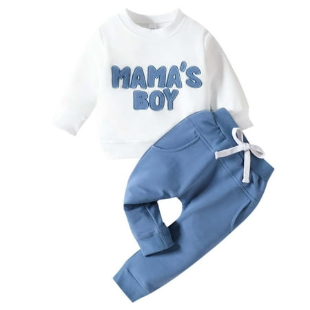 

Lovskoo 3M-2T Toddler Baby Boys Girls Fall Outfits Color Block Long Sleeve Pull On Sweatshirt Elastic Waist Pants 2Pcs Baby Clothes Set Blue