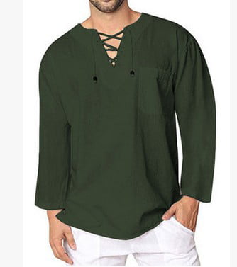 Mens Fashion Casual Beach T Shirt Cotton Linen Tee Hippie Shirts V-Neck Yoga Top 