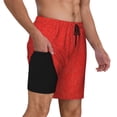 thumbnail image 3 of Daiia Red Glitter Mens Swim Trunks Swim Shorts Quick Dry Swim Shorts with Mesh Lining Pockets-Small, 3 of 9