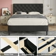 thumbnail image 4 of 4 Ever Winner Queen Size Bed Frame, Upholstered Platform Bed with Headboard, Button Tufted Headboard, Dark Gray, 4 of 7
