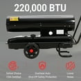 thumbnail image 6 of Portable Space Heater, 220000 BTU Diesel Kerosene Forced Air Heater with Thermostat Control, Wheels & 13.5 gal Tank, Blower-Type for Garage Workshop Jobsite, Black, 6 of 8