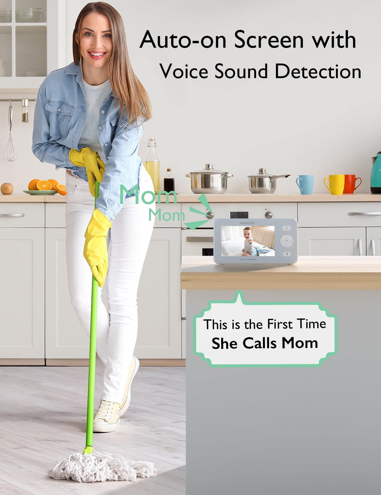 Momcozy BM02 Baby Monitor, 4.3" HD Screen, Video & Audio, Split Screen, Two-Way Talk