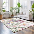 thumbnail image 3 of Area Rugs 5'x7', Spring Flowers Carpet Runner Indoor Outdoor Rugs Home Decor Aesthetic, Botanical Floral Butterfly Wooden Grain Non Slip Mats Washable Accent Rug for Living Room Bedroom, 3 of 8