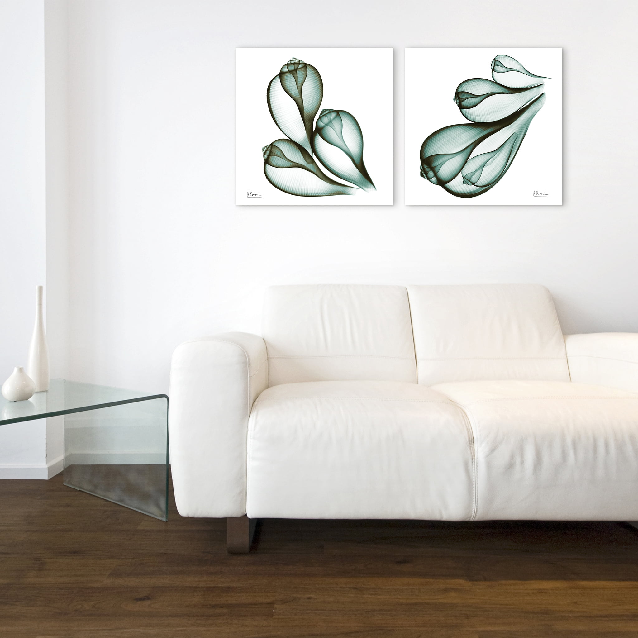 Empire Art Direct Coastal Serenity I & II Frameless Free Floating Tempered Glass Panel Graphic Wall Art, 24" x 24" each, Ready to Hang
