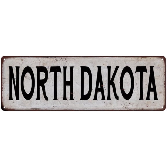 NORTH DAKOTA Vintage Look Rustic Metal City State Sign 6 x 18 High Gloss Metal 206180041343