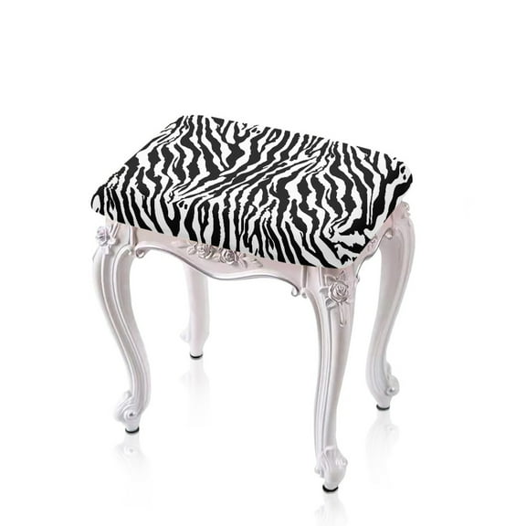 FOR U DESIGNS Zebra Print Stool Covers Rectangle Pack of 2, Comfortable Bar Stool Covers Soft Bench Seat Protector Vanity Chair Cover with Elastic Band