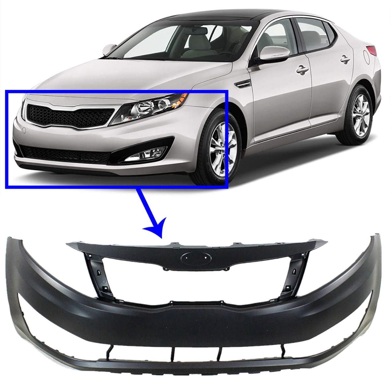 Labwork Front Bumper Cover Unpainted 865114C000 KI1000161 Fit for 2012 2013 Kia Optima EX LX