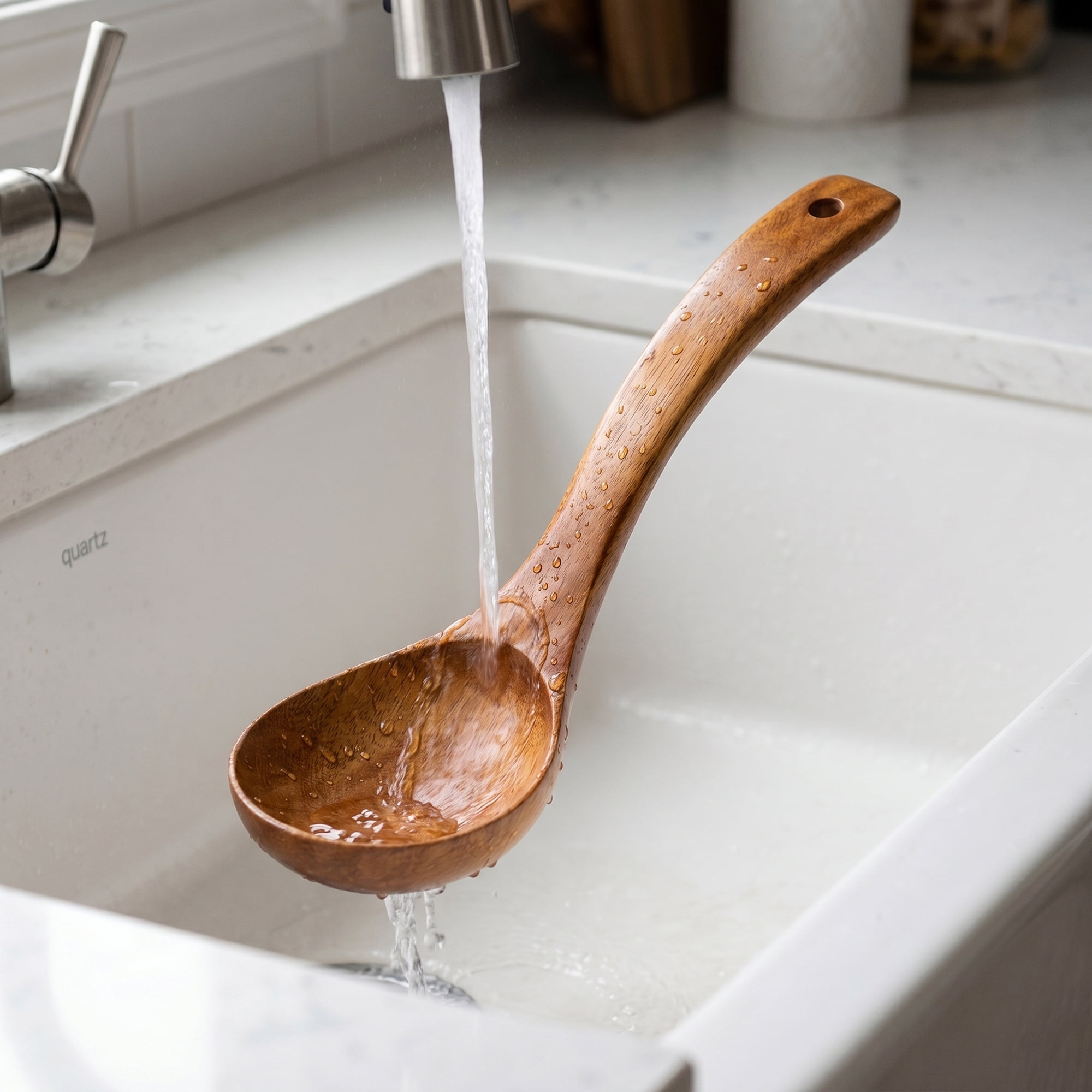 Unique Bargains Heat Resistant Kitchen Utensil Wooden Cooking Soup Spoon F 10.6"x3.3"
