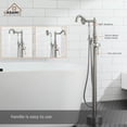 thumbnail image 5 of CASAINC Single Handle Classical Freestanding Bathtub Faucet with Hand Shower in Brushed Nickel, 5 of 10