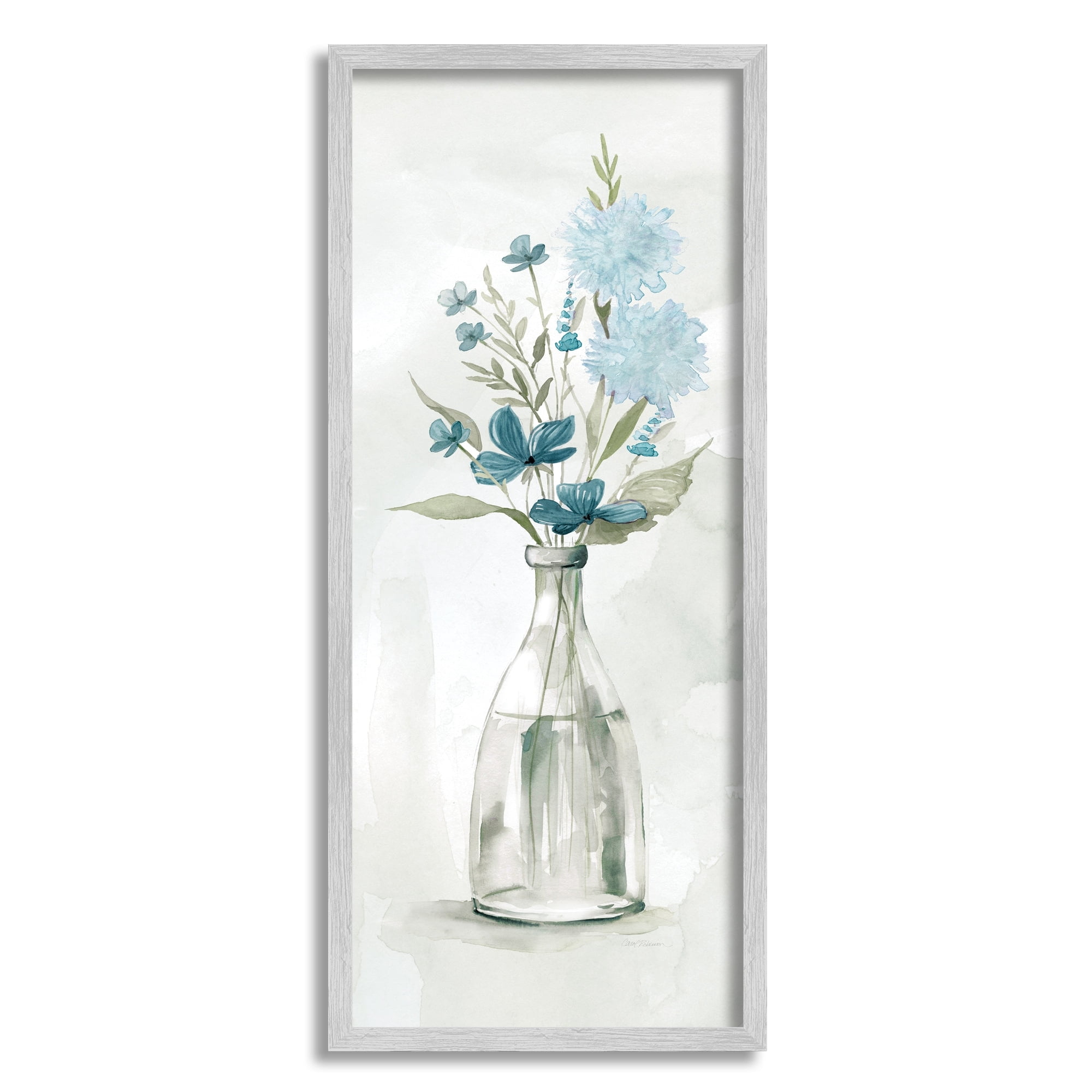 Carol Robinson Wild Blue Cornflowers Glass Jug Indoors Floral Bouquet 13 in x 30 in Framed Painting Art Print, by Stupell Home Décor