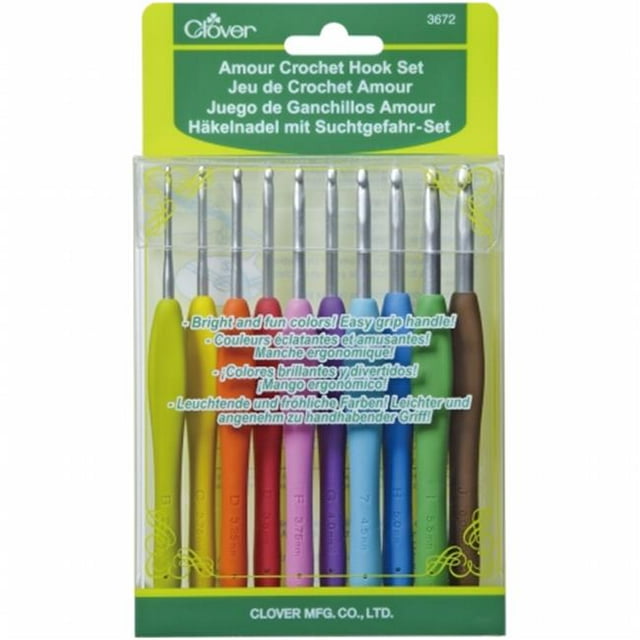 Clover 3672 Amour Ensemble de Crochets au Crochet 10/paquet - Tailles Assorties