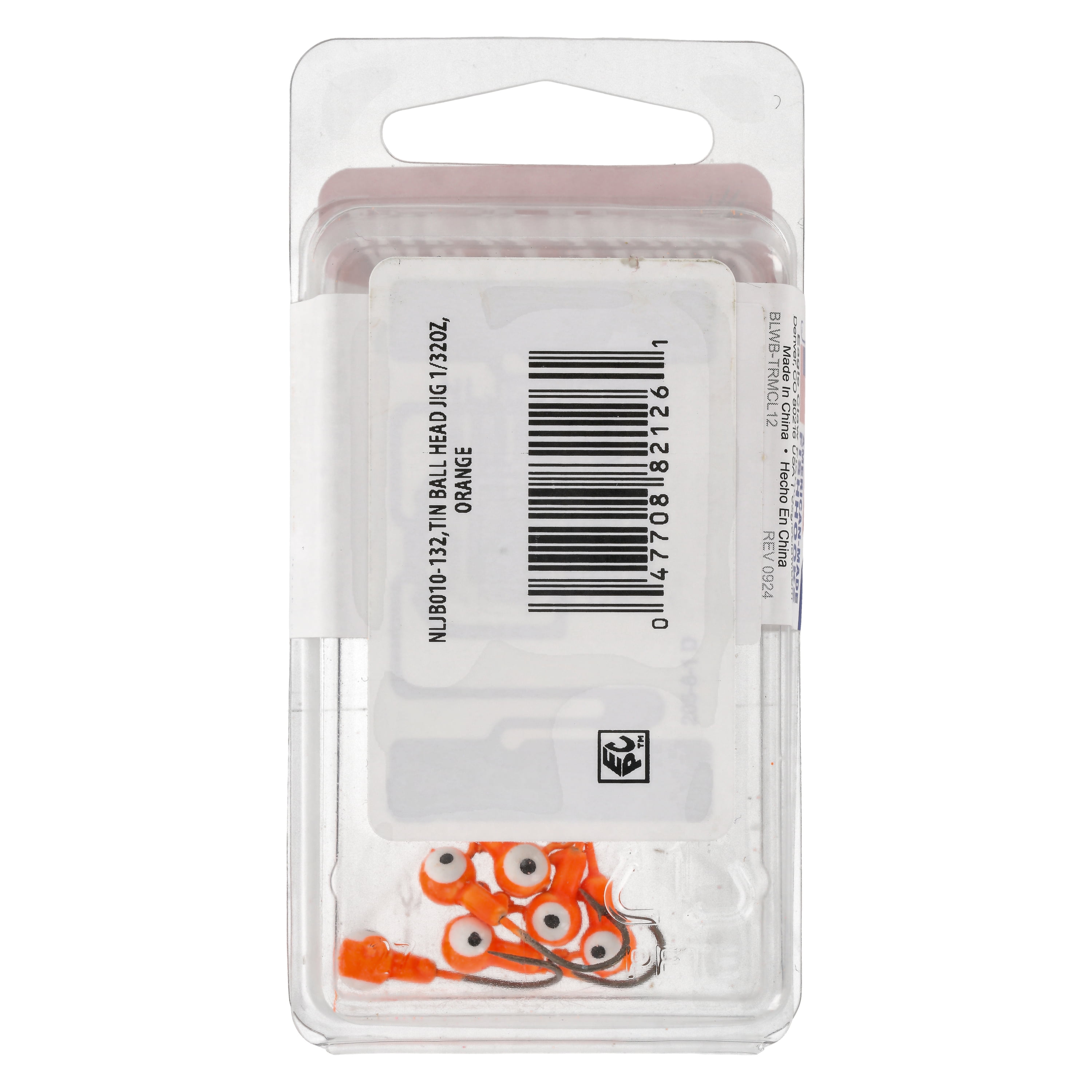 Eagle Claw Tin Ball Head Jig - Double Eye - 6 Pack - 1/32 oz - Orange