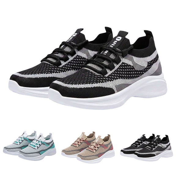RotHome Platform Sneakers for Women Mesh Breathable Chunky Casual Athletic Shoes Gym Workout Walking Tennis Sneakers Womens Black Thick Sole