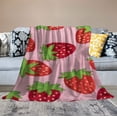 thumbnail image 2 of COMIO  Pink Strawberry Fuzzy Flannel Blanket Throw, Super Soft Lightweight Blanket Throw for Couch Chair Sofa, Cozy Bed Blanket for Kids Adults, 2 of 6