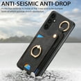 thumbnail image 2 of SaniMore for Samsung Galaxy A34 5G Case, Card Slots [Up to 2] Carabiner Finger Ring Stand Magnetic Car Mount PU Leather Skin Soft Shockproof TPU Anti-drop Anti-scratch Wallet Shell - Black, 2 of 8