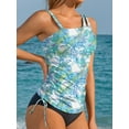 thumbnail image 5 of Asoul Womens One Shoulder Keyhole Tankini Tops Side Tie Ruched Swimsuit Tops Only(No Bottoms), 5 of 9
