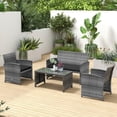 thumbnail image 2 of KOTEK 4 Pieces Patio Furniture Set, Wicker Patio Set with Cushions & Tempered Glass Coffee Table, Outdoor PE Rattan Conversation Set for Backyard, Poolside, Porch (Black), 2 of 16