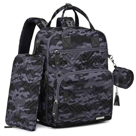 Mochila para pañales, 4 en 1, grande, impermeable, camuflaje