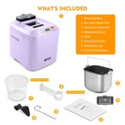 Kitchen in the Box 2lb Bread Maker with Auto Fruit Nut Dispenser, 12-in-1 Gluten-Free Bread Machine, 13H Delay Timer, Nonstick Pan, Keep Warm, Purple