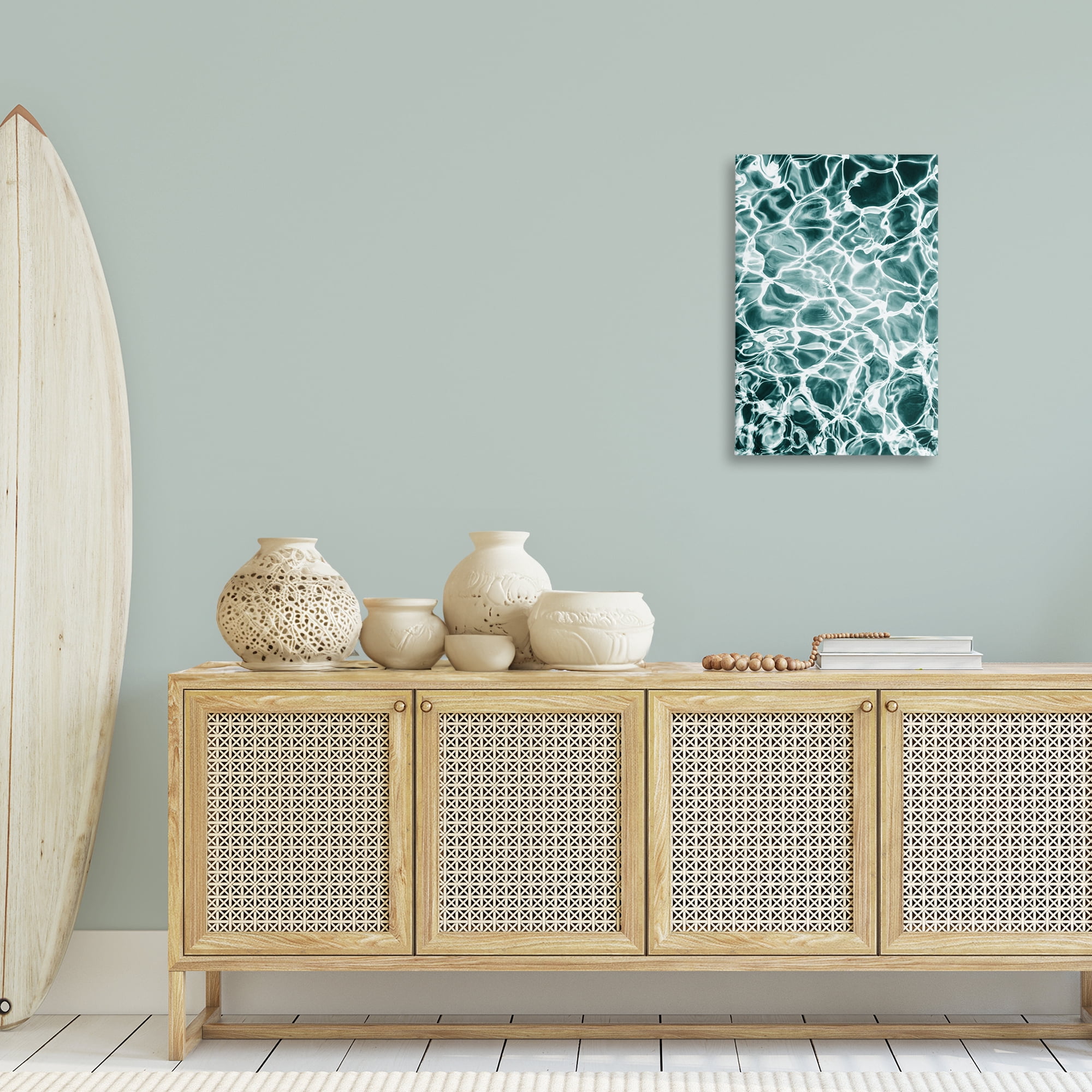 Stupell Industries Aqua Ripple Pattern Coastal Painting Gallery Wrapped Canvas Art Print Wall Art, 20 x 30
