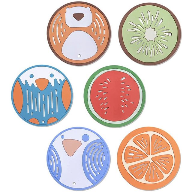 Juego de 6 salvamanteles de silicona para platos calientes - Antideslizantes - 2 tamaños (8,9 cm)