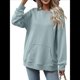 thumbnail image 3 of Sudadera de Larga para Mujer, Informal, con Cuello Redondo, , Ligera y con Bolsillo. Gris Azul S, 3 of 10