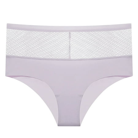 Clearance Panties for Women Comfortable Women s Enlarged Seamless Solid Color Hollow Fishing Net Ice Silk Underwear Gray XL
