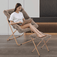 thumbnail image 4 of Monibloom Oversized Square Folding Fluffy Faux Fur Saucer Chair with Ottoman, for Adults, Living Room, Bedroom, Dorm, Apartment, Set of 2 (Beige), 4 of 10