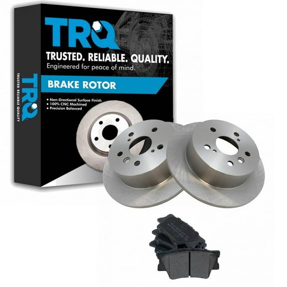 TRQ Rear Brake Pad & Rotor Kit Brake Pads Brake Rotor Semi-Metallic Fits Select 2013-2018 Lexus ES300h ES350 Toyota Avalon 2012-2017 Camry