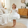 thumbnail image 2 of Xijirk Girls Dresses,Girls Party Dress With Bow Tiered Skirt Flutter Sleeves Formal Occasion Performance Tutu Gown,Dresses for Girls,White,6-9 Months, 2 of 9