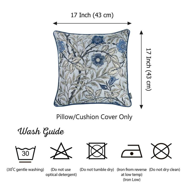 Blue Jacquard Leaf Decorative Throw Pillow Cover Blue Jacquard Leaf Decorative Throw Pillow Cover